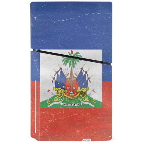 Haiti Flag Distressed PS5 Slim Disk Console Skin